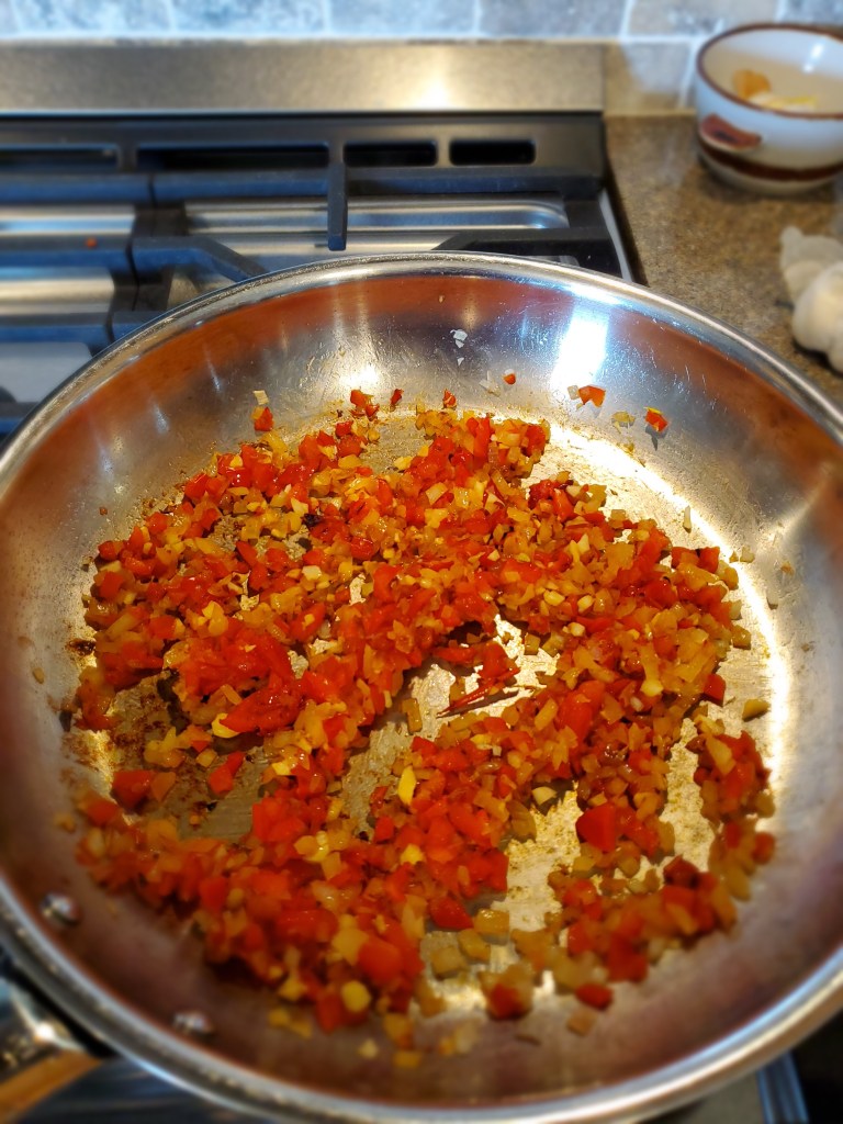 Sauteed onions and red pepper