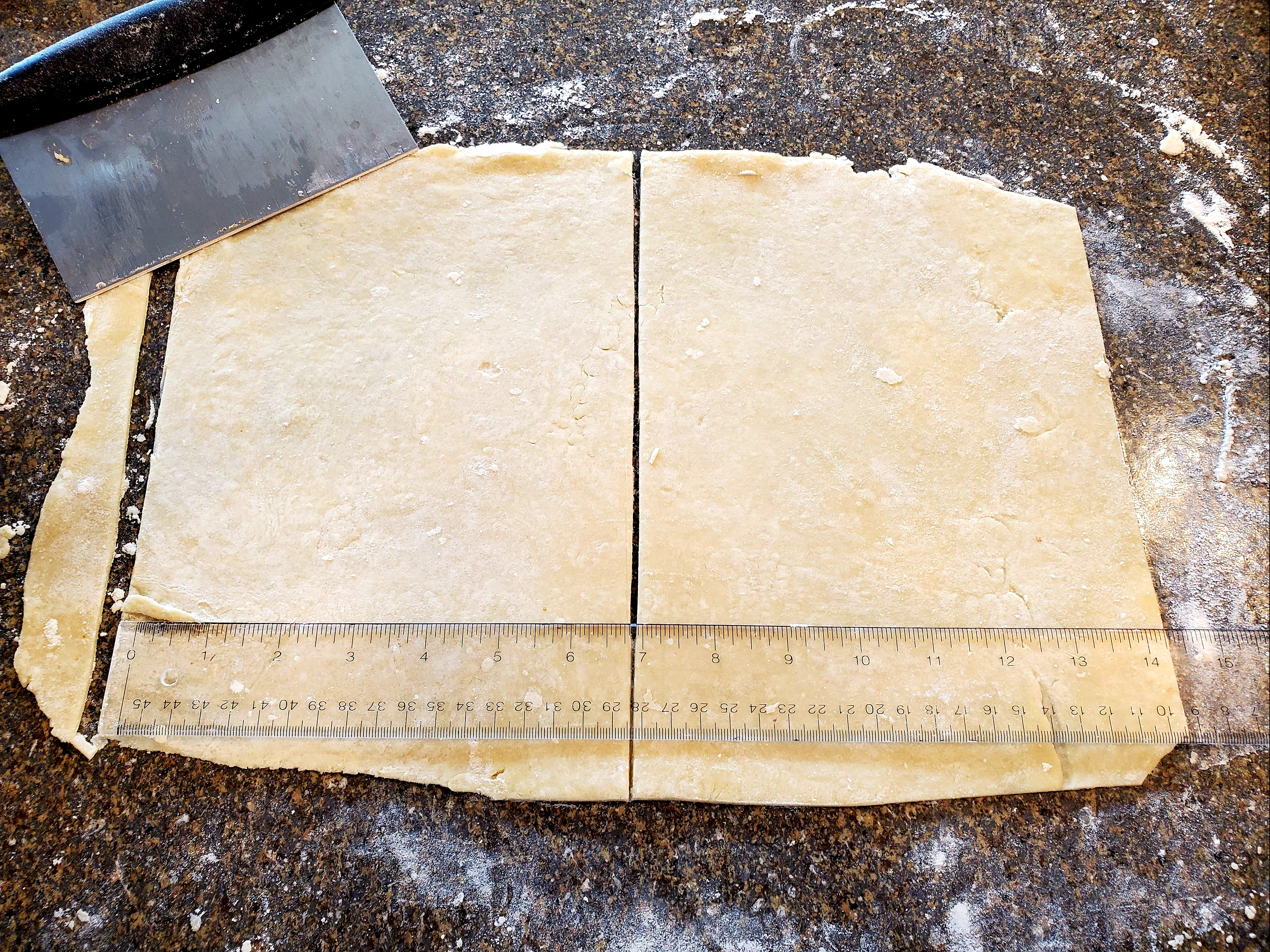 Rolled out pie dough to 10 x 14"