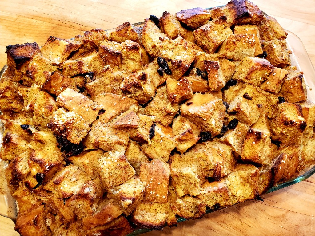 Baked pumpkin bread pudding