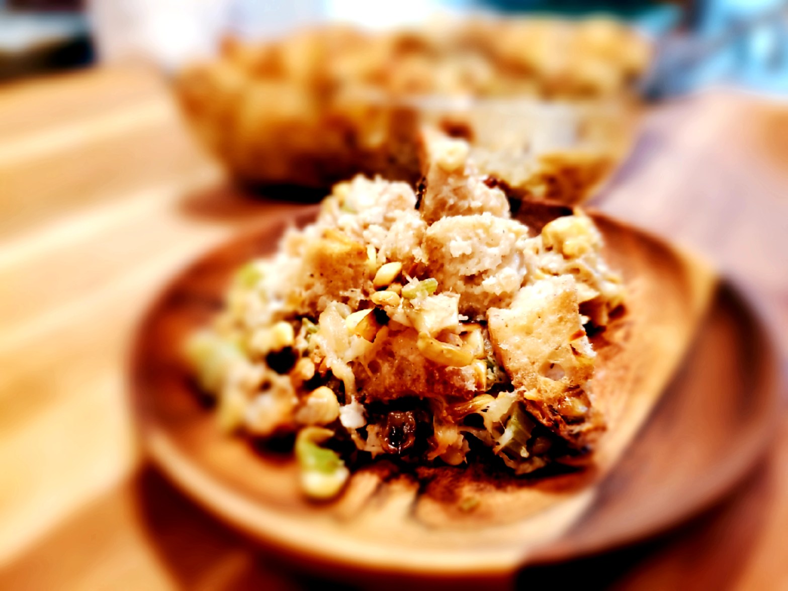 Plate of Creamed corn and Herbed stuffing