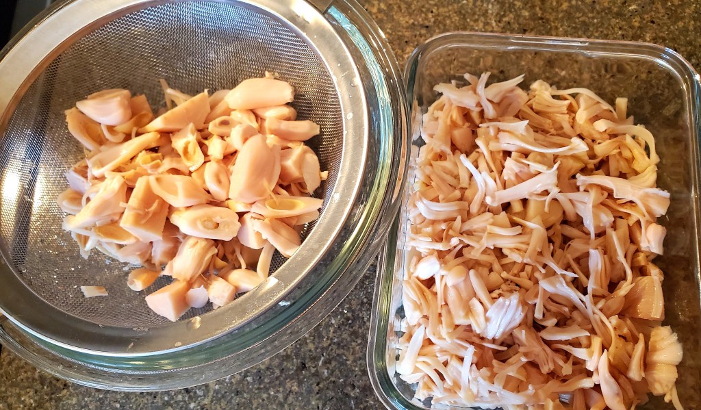 Shredded Jackfruit and discarded segments